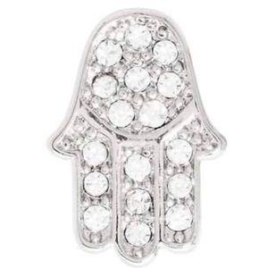 Hamsa hand pave rhinestone silver charm
